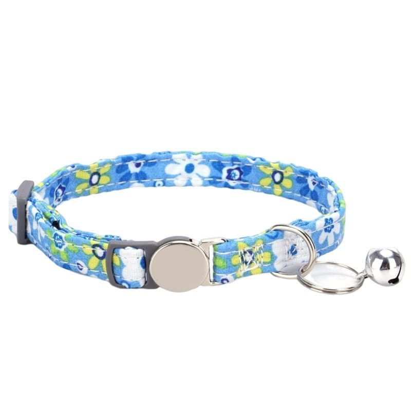 Blue small floral fragments-1.0x30CM round cat buckle