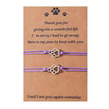 Multicolor Thread Cat Paw Print Hand-knitted Blessing Bracelet Purple Rope