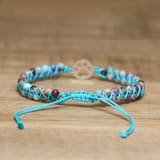 Natural Stone Turquoise Double-Strand Braided Beaded Bracelet Dark Blue
